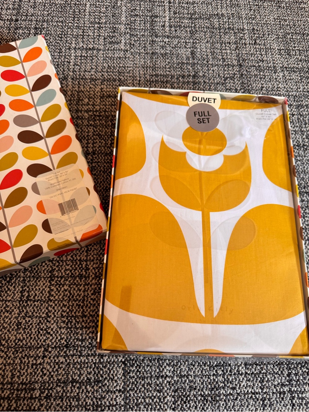 Orla Kiely Yellow Wallflower Full Size Duvet Set with matching pair of shams NIB - Picture 2 of 3